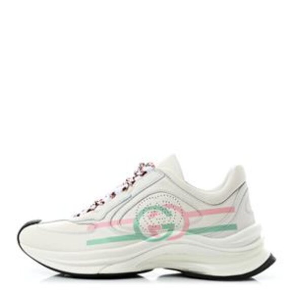GUCCI White Leather Run Interlocking G Logo Sneaker Shoes SZ 42 - Picture 1 of 9